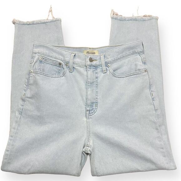 MADEWELL Momjean Slim Straight High Rise Baggy Relaxed Frayed Raw Hem Ripped 28 - Picture 3 of 11